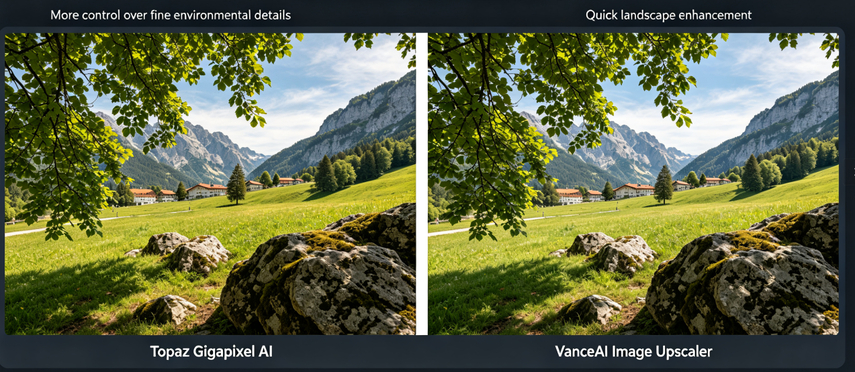 Topaz Gigapixel AI vs VanceAI Image Upscaler comparison