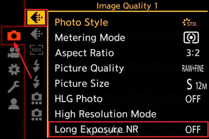 utilize long exposure noise reduction