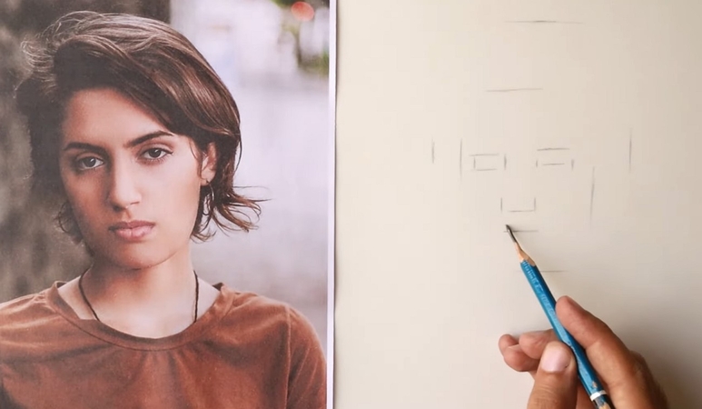 sketch major features into drawing