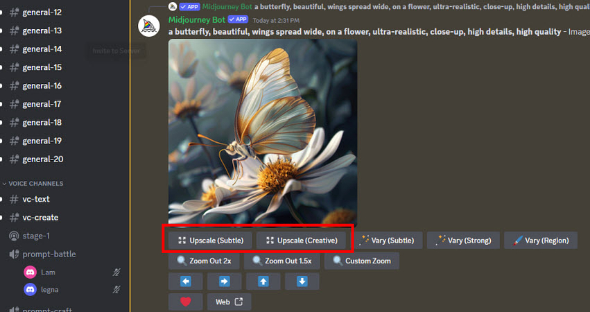 midjourney sublte and creative feature marked in photo