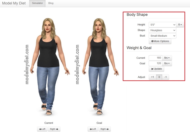 set weight goal on modelmydiet