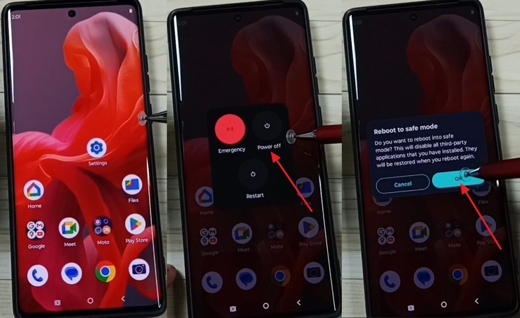 reboot moto g to safe mode