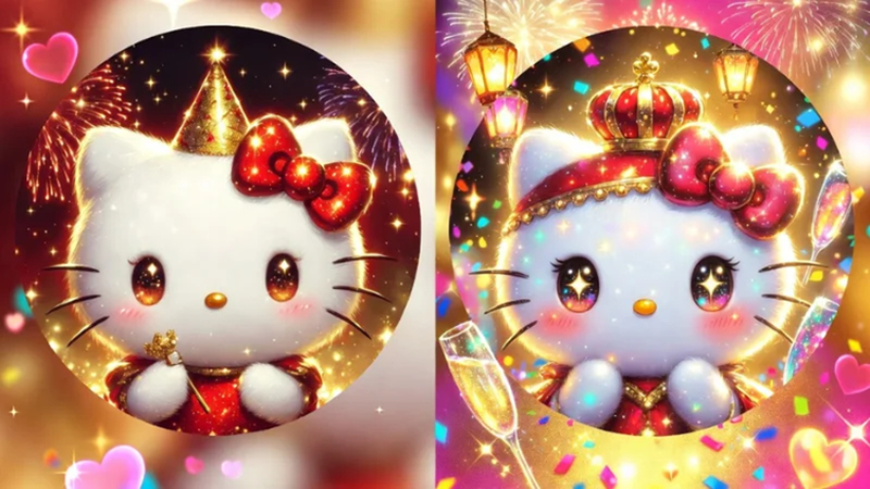 new year hello kitty pfp with festive theme