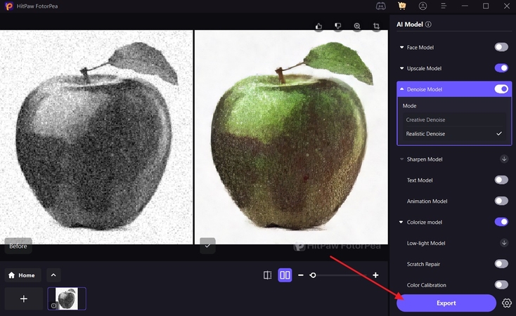 export image without gaussian noise
