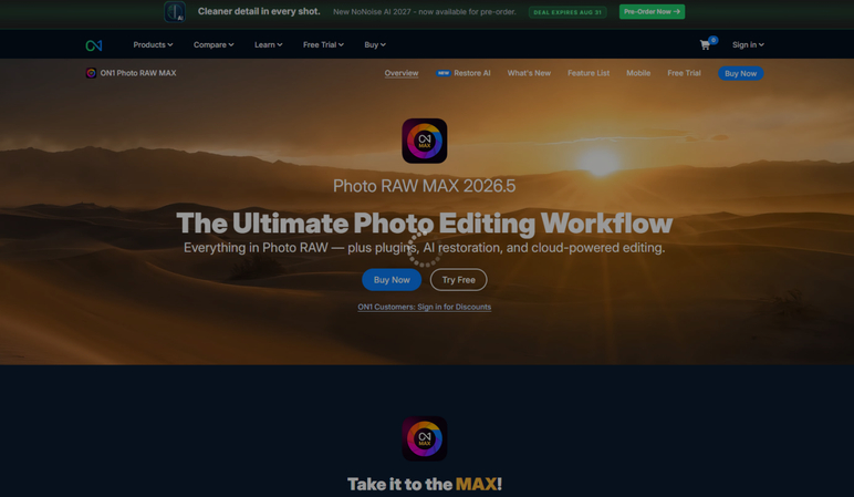 ON1 photo raw interface