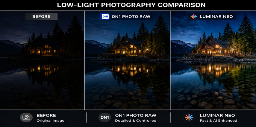 Low-light editing comparison