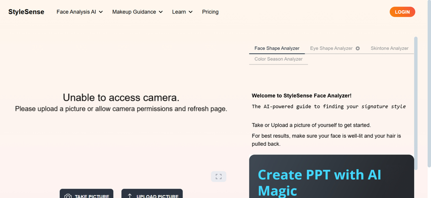 rilevatore di forma del viso online con Stylesense
