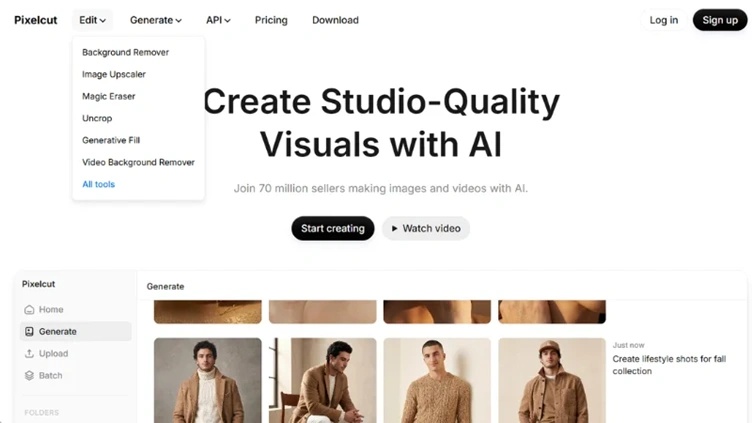 opening the pixelcut image upscaler online