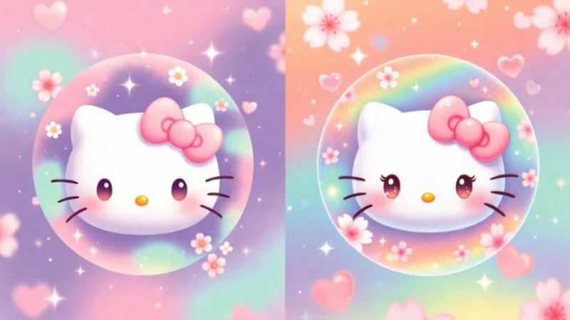 pastel hello kitty pfp with soft pink tones