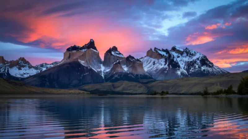 mountain landscape in patagonia chile during march trekking season