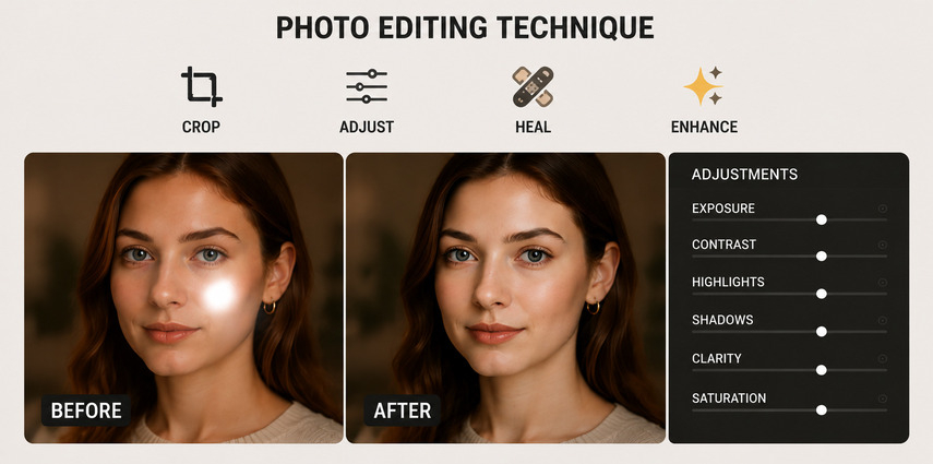 Flash glare editing techniques
