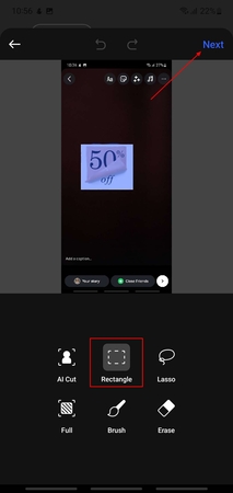 choose rectangle shape instagram sticker