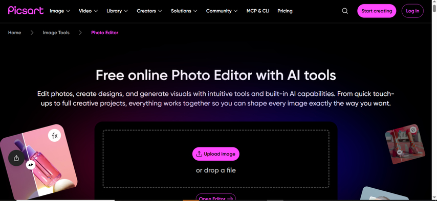 Picsart application interface demonstrating background swap on a student headshot.