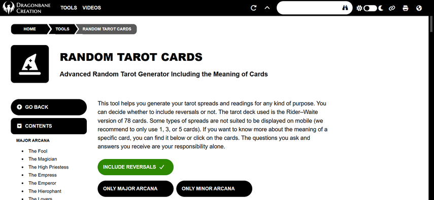 random tarot card generator