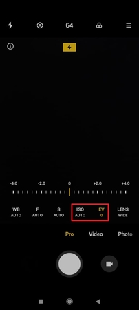 adjust iso and ev camera settings