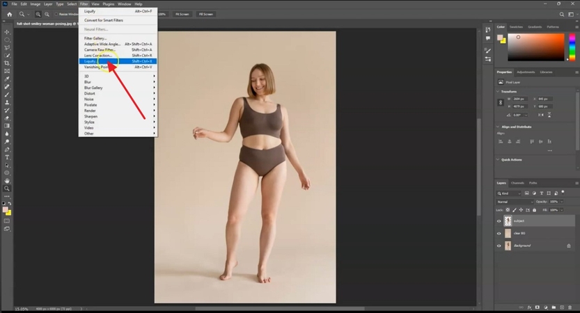 photoshop liquify filter slims body