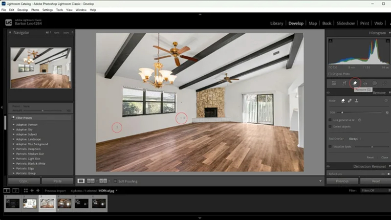 removing small distractions from a property photo in lightroom