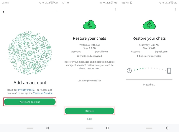 click restore get one-time image again