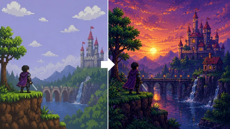 retro pixel art upscale