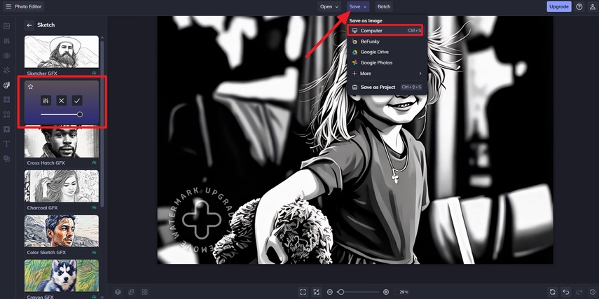 save sketch pencil image to device