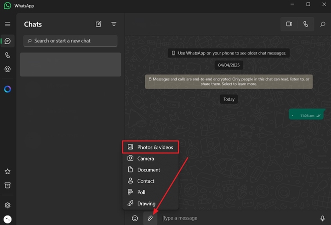 choose photos and videos option