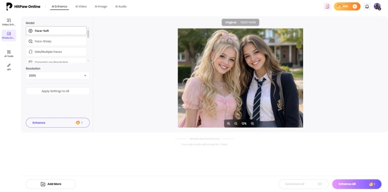 select an ai model to enhance first day of school photos online