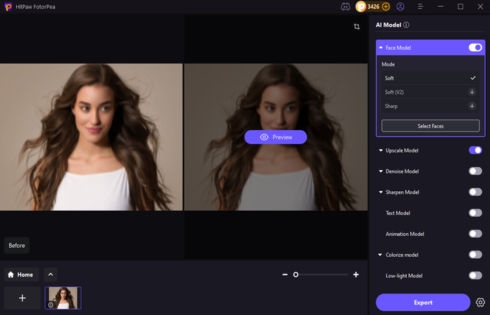 seleziona il modello viso