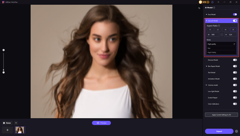 select the upscale model