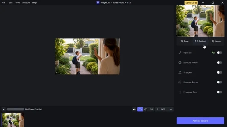 select topaz photo ai settings to enhance school photos