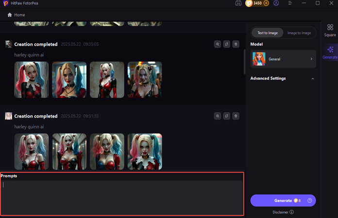 selecting the text to image