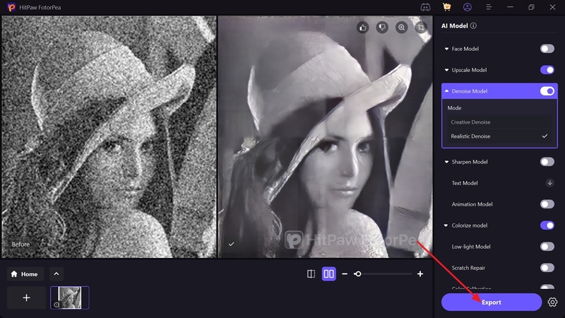 export enhanced images to device