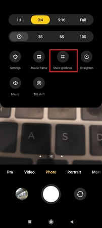 allow grid on android camera