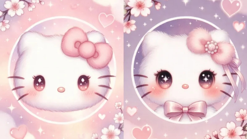 soft girl hello kitty pfp with blush tones