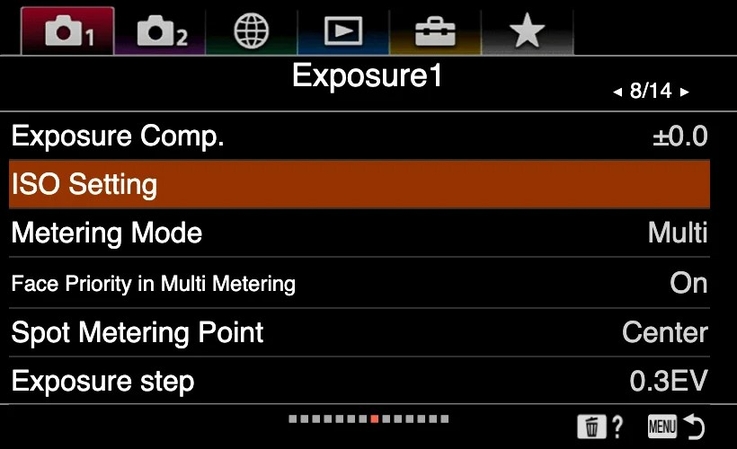 adjust iso camera settings