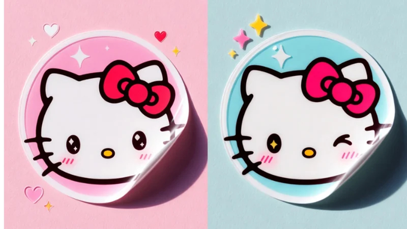 sticker style hello kitty pfp with bold outline