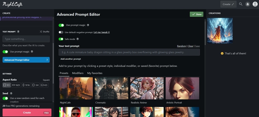 creator nightcafe studio style transfer