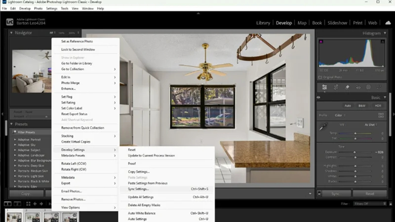 synchronizing editing settings across multiple property photos