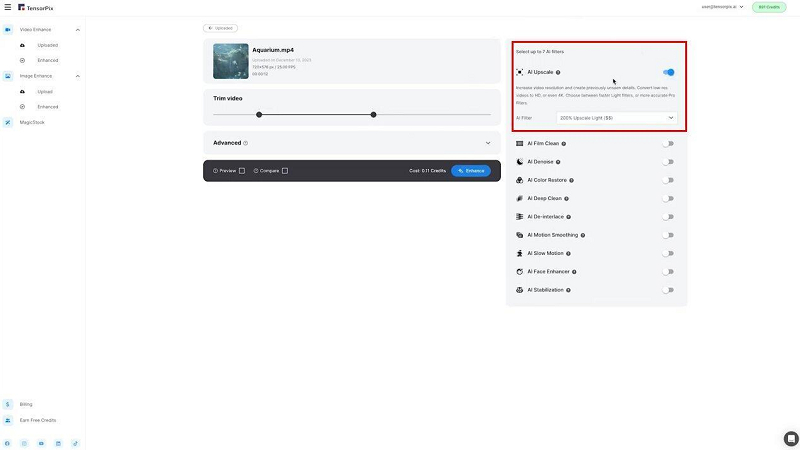 TensorPix online AI image enhancer