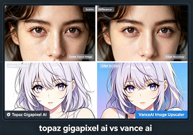 Portrait and anime upscaling comparison of Topaz Gigapixel AI and VanceAI Image Upscaler