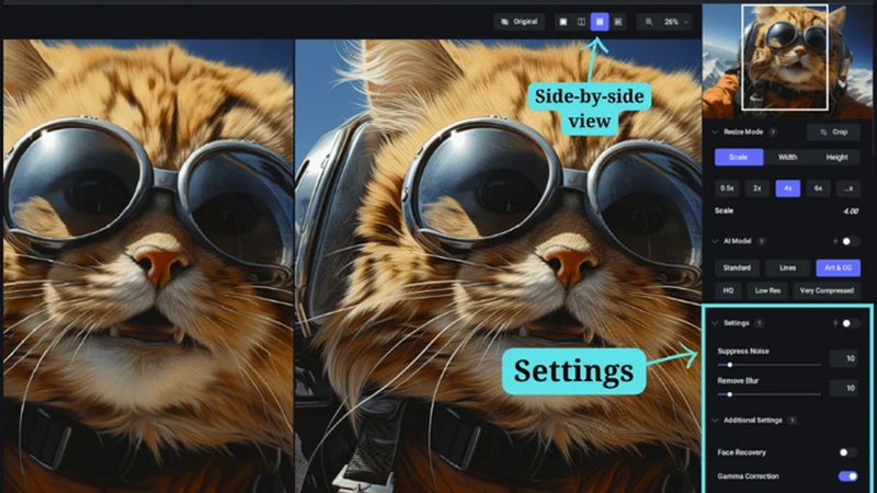 image upscaling adjustment settings