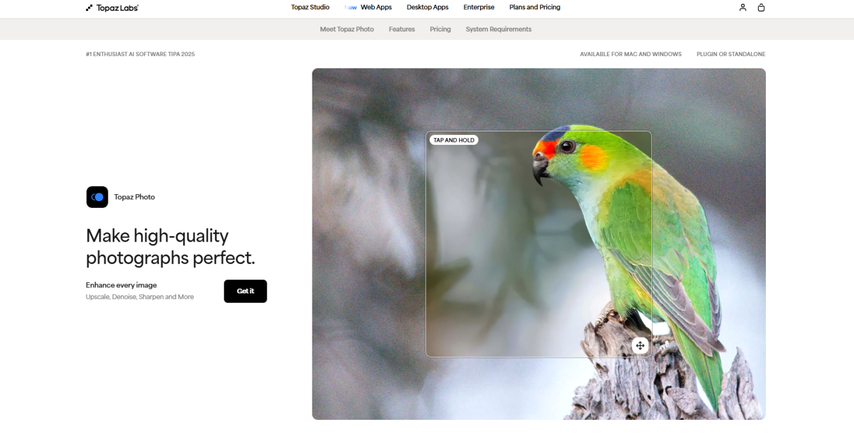topaz photo ai interface