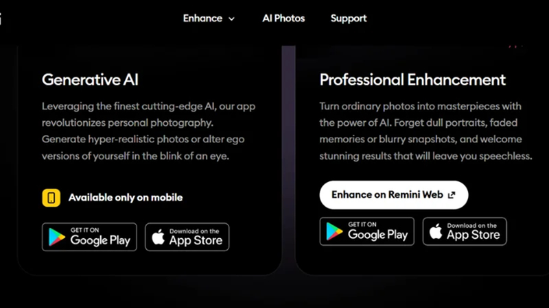 AI 이미지 업스케일링을 위해 Remini 웹 선택