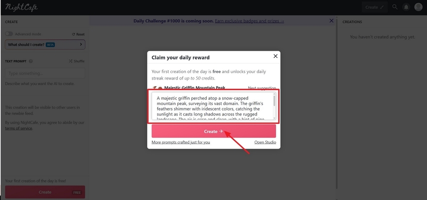 ai image generation prompt nightcafe
