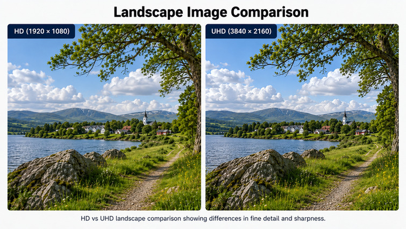 HD vs UHD landscape image comparison