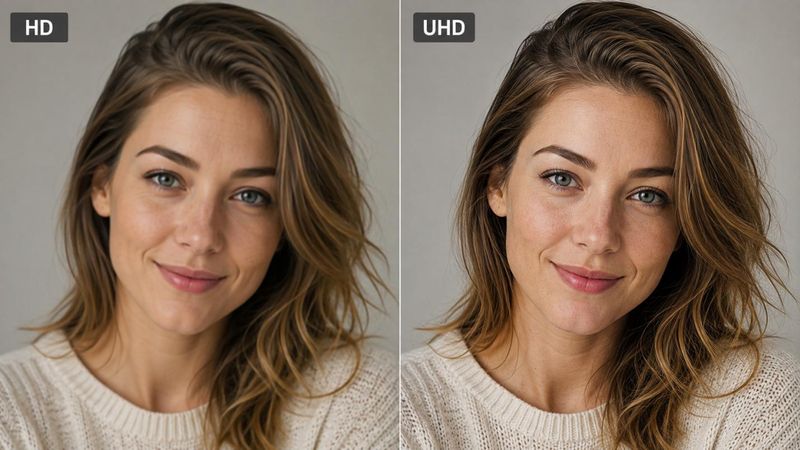UHD vs HD portrait image comparison