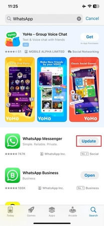 iOS裝置WhatsApp更新