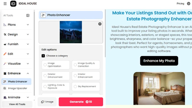 uploading an exterior property photo to ideal house