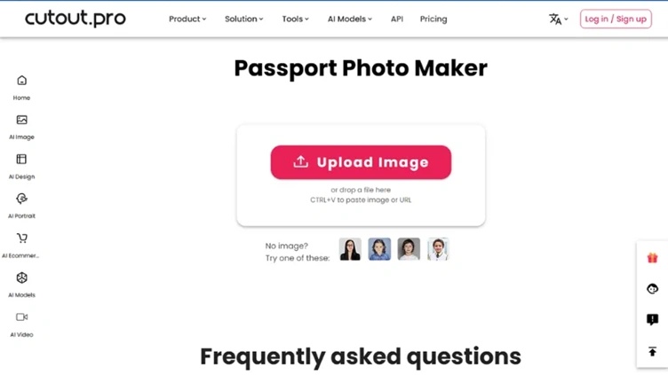 upload a front-facing school id portrait to cutout.pro