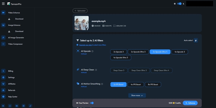 tensorpix video and image enhancer