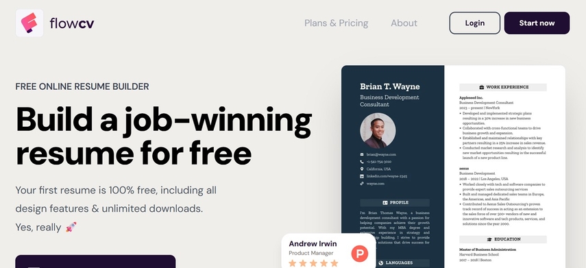 flowcv resume maker ai tool